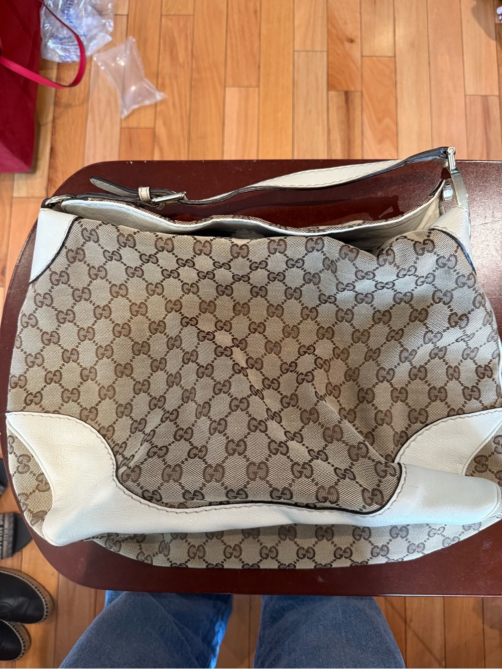 Gucci Charlotte Hobo Bag in Beige and White
